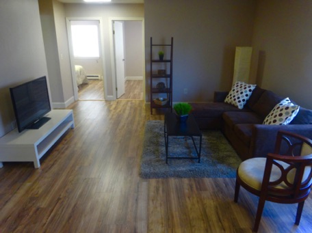 Here is the living room in the 2 bedroom apartment